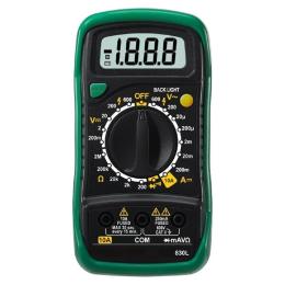 Digital Multimeter "Model 830L" LCD Display with Backlight, 600V AC/DC